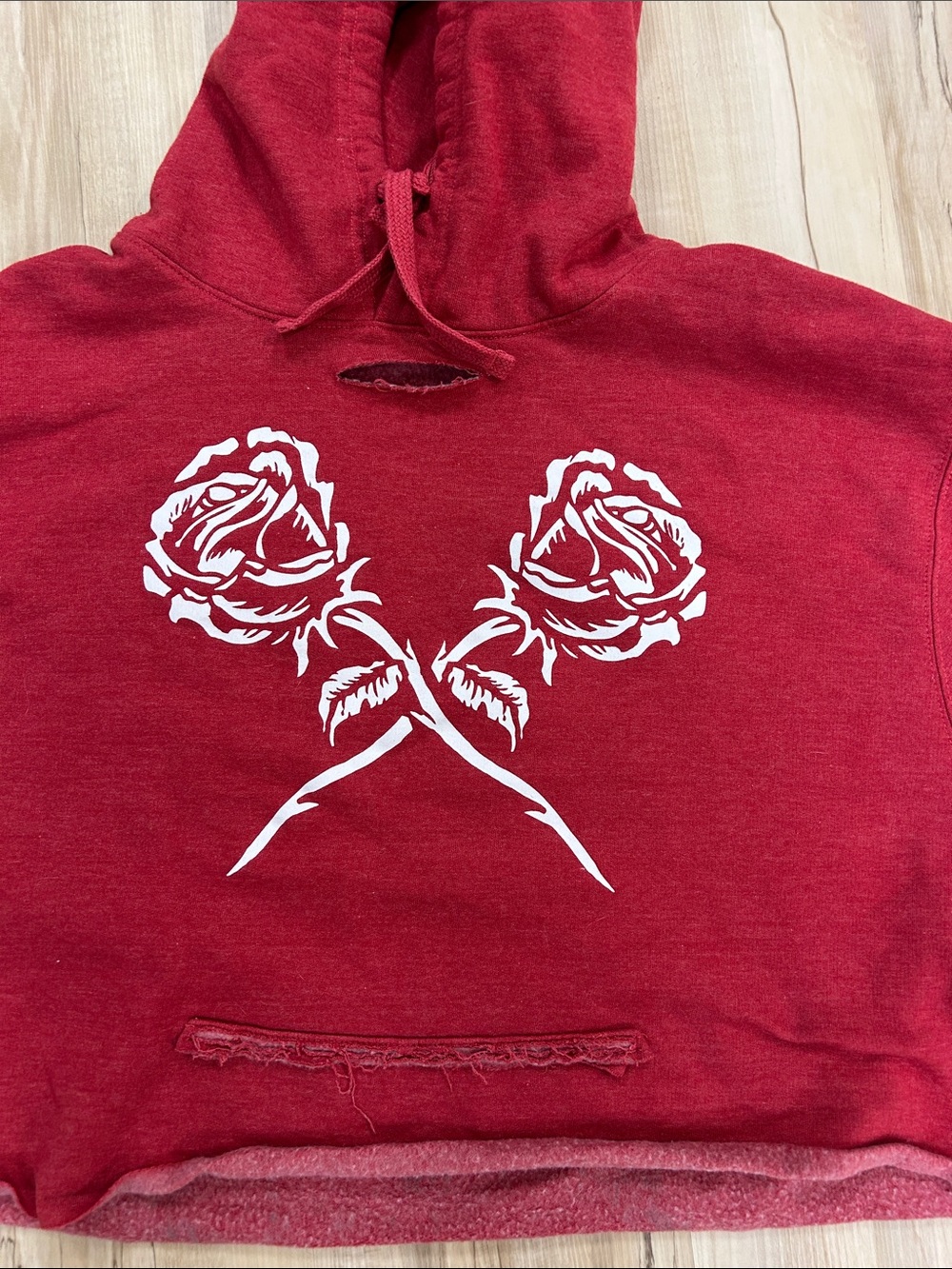 The Drive Red Rose Graphic Cropped Hoodie - Women image 2